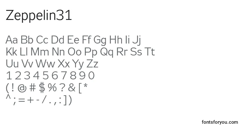 Zeppelin31-fontti – aakkoset, numerot, erikoismerkit
