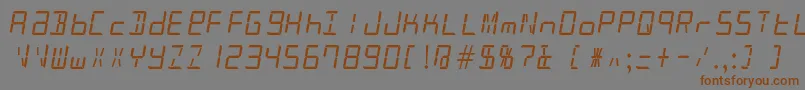 フォントPatopian1986 – 茶色の文字が灰色の背景にあります。