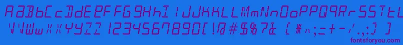 Weitere Informationen zur Patopian1986-Schriftart Patopian1986-Schriftart – Violette Schriften auf blauem Hintergrund