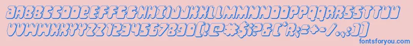 Saiba mais sobre a fonte Bubblebutt3Dital Fonte Bubblebutt3Dital – fontes azuis em um fundo rosa