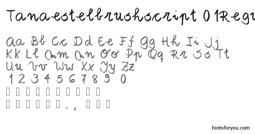 A fonte Tanaestelbrushscript01Regular – alfabeto, números, caracteres especiais