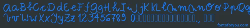 Tanaestelbrushscript01Regular-Schriftart – Blaue Schriften auf schwarzem Hintergrund
