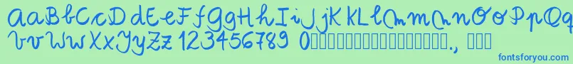 Tanaestelbrushscript01Regular Font – Blue Fonts on Green Background
