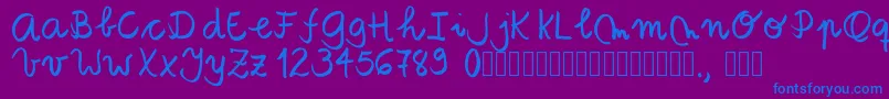 Fonte Tanaestelbrushscript01Regular – fontes azuis em um fundo violeta