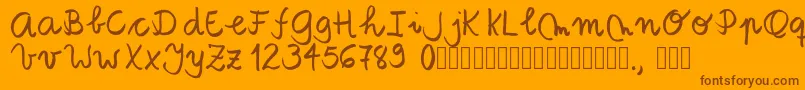 Tanaestelbrushscript01Regular-Schriftart – Braune Schriften auf orangefarbenem Hintergrund