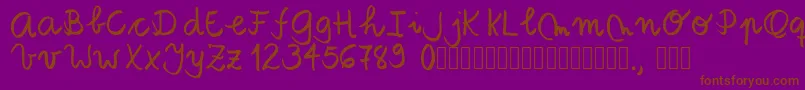 Fonte Tanaestelbrushscript01Regular – fontes marrons em um fundo roxo