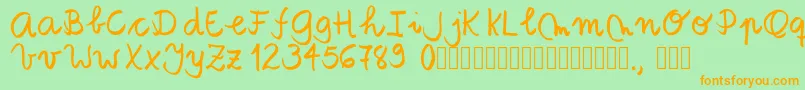 Tanaestelbrushscript01Regular Font – Orange Fonts on Green Background