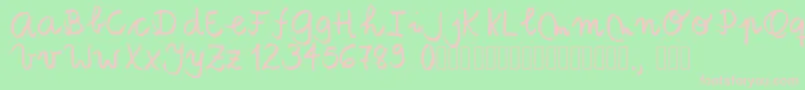 Tanaestelbrushscript01Regular-fontti – vaaleanpunaiset fontit vihreällä taustalla