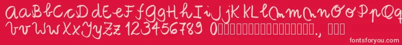 Tanaestelbrushscript01Regular-Schriftart – Rosa Schriften auf rotem Hintergrund