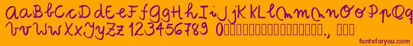 Fonte Tanaestelbrushscript01Regular – fontes roxas em um fundo laranja