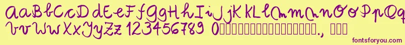Tanaestelbrushscript01Regular Font – Purple Fonts on Yellow Background