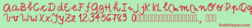 Tanaestelbrushscript01Regular-Schriftart – Rote Schriften auf grünem Hintergrund