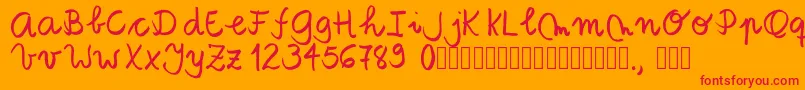 Шрифт Tanaestelbrushscript01Regular – красные шрифты на оранжевом фоне
