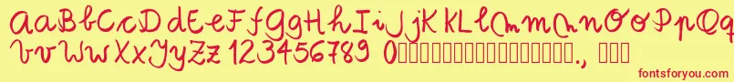 フォントTanaestelbrushscript01Regular – 赤い文字の黄色い背景