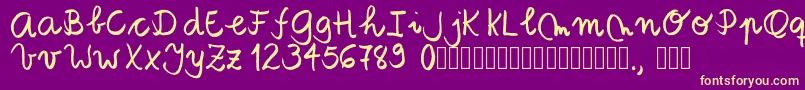 Fonte Tanaestelbrushscript01Regular – fontes amarelas em um fundo roxo