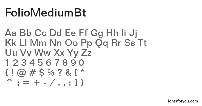 A fonte FolioMediumBt – alfabeto, números, caracteres especiais