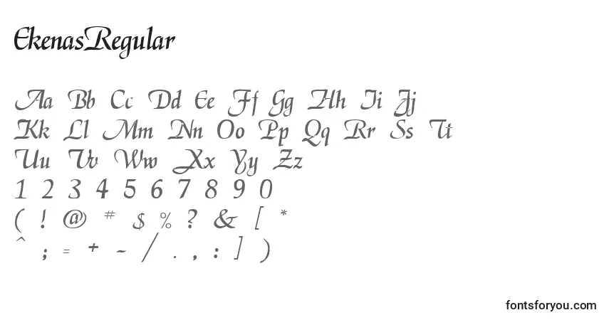 Czcionka EkenasRegular – alfabet, cyfry, specjalne znaki