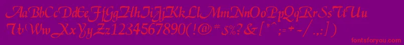Fonte EkenasRegular – fontes vermelhas em um fundo violeta