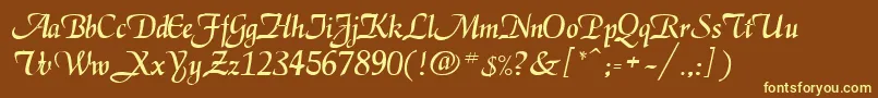 EkenasRegular-Schriftart – Gelbe Schriften auf braunem Hintergrund