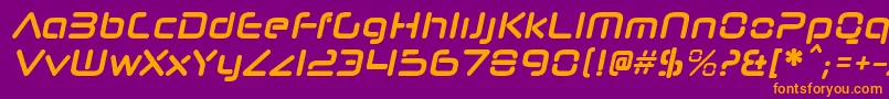 フォントNeuropolnovacdBolditalic – 紫色の背景にオレンジのフォント