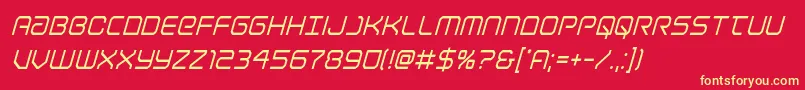 Шрифт Lightbrigadecondital – жёлтые шрифты на красном фоне