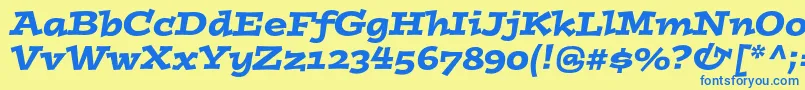 フォントPostinostdItalic – 青い文字が黄色の背景にあります。