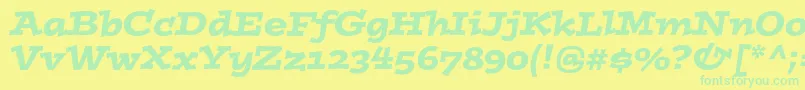 フォントPostinostdItalic – 黄色い背景に緑の文字