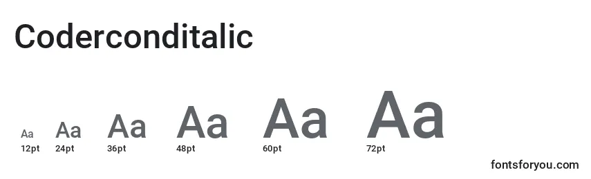 Размеры шрифта Coderconditalic
