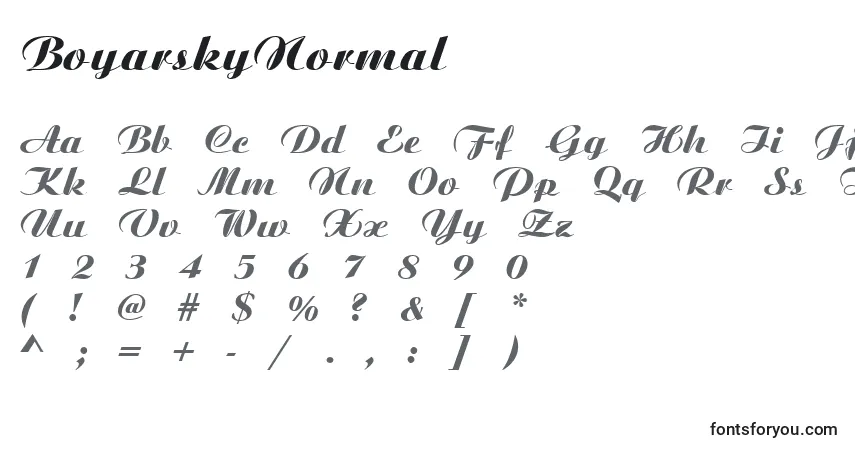 A fonte BoyarskyNormal – alfabeto, números, caracteres especiais