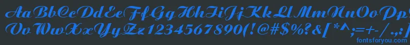BoyarskyNormal-fontti – siniset fontit mustalla taustalla