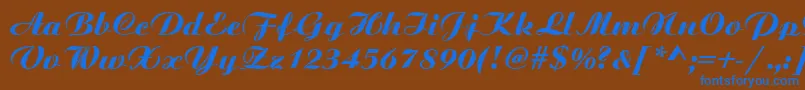 BoyarskyNormal-Schriftart – Blaue Schriften auf braunem Hintergrund