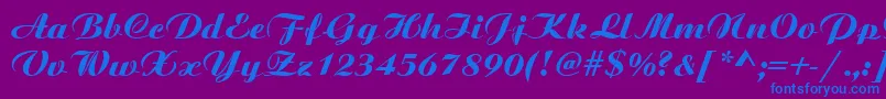 BoyarskyNormal-Schriftart – Blaue Schriften auf violettem Hintergrund