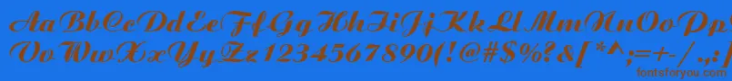 フォントBoyarskyNormal – 茶色の文字が青い背景にあります。