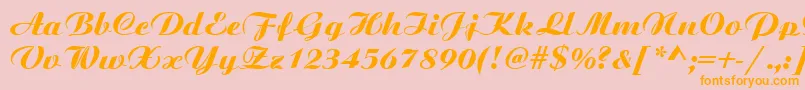 BoyarskyNormal-Schriftart – Orangefarbene Schriften auf rosa Hintergrund