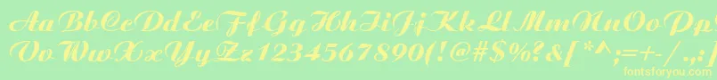 BoyarskyNormal-fontti – keltaiset fontit vihreällä taustalla