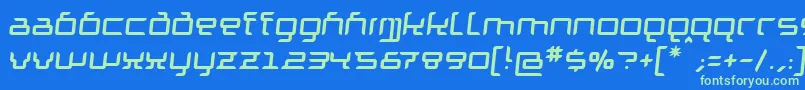 Czcionka GranolaeRegularItalic – zielone czcionki na niebieskim tle