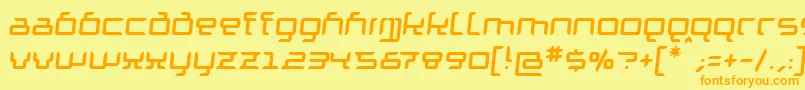 GranolaeRegularItalic-Schriftart – Orangefarbene Schriften auf gelbem Hintergrund