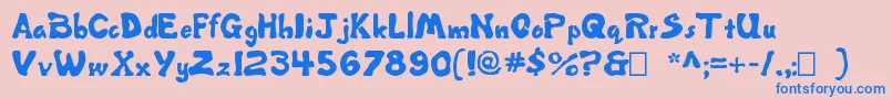 Misbehavin Font – Blue Fonts on Pink Background