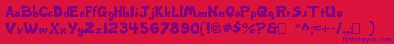 Misbehavin Font – Purple Fonts on Red Background