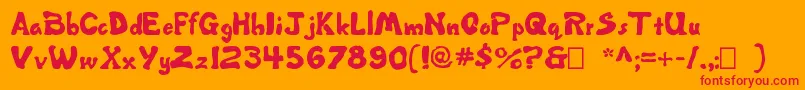 Misbehavin Font – Red Fonts on Orange Background