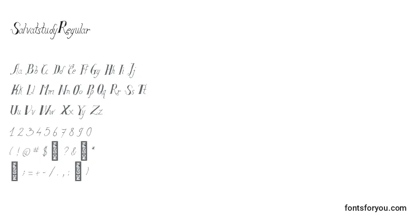 Schriftart SalvatstudyRegular (71377) – Alphabet, Zahlen, spezielle Symbole