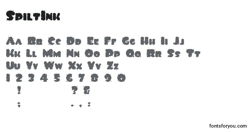 Schriftart SpiltInk – Alphabet, Zahlen, spezielle Symbole