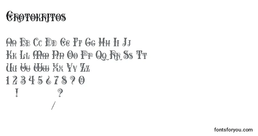 Шрифт Erotokritos – алфавит, цифры, специальные символы