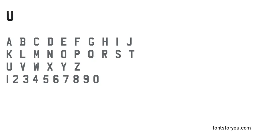 Schriftart Uknumberplate – Alphabet, Zahlen, spezielle Symbole