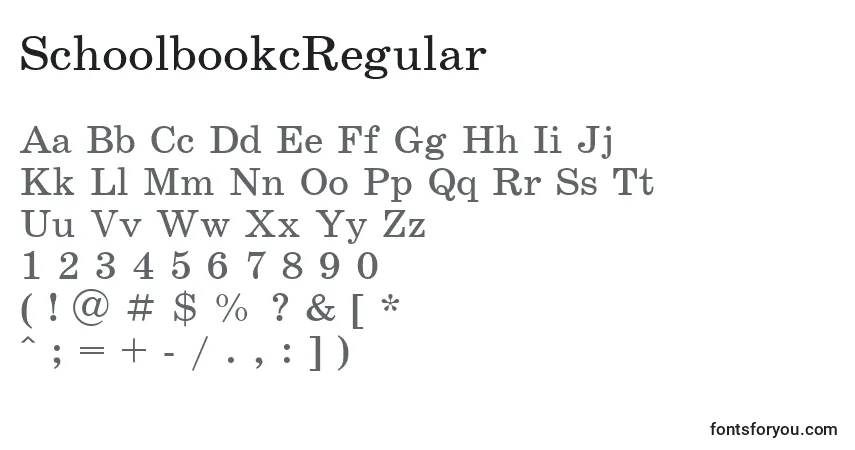 Czcionka SchoolbookcRegular – alfabet, cyfry, specjalne znaki
