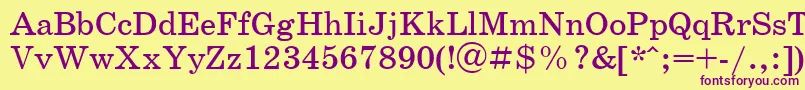 SchoolbookcRegular Font – Purple Fonts on Yellow Background