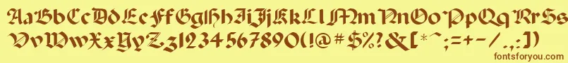 フォントGotB – 茶色の文字が黄色の背景にあります。