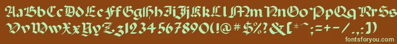 フォントGotB – 緑色の文字が茶色の背景にあります。