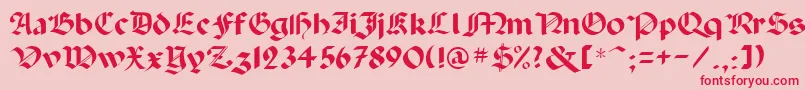 GotB-Schriftart – Rote Schriften auf rosa Hintergrund