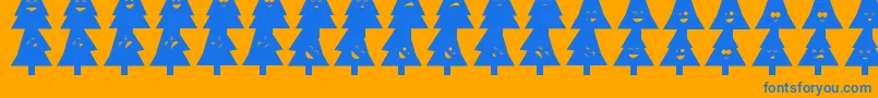 OhChristmasDing-Schriftart – Blaue Schriften auf orangefarbenem Hintergrund